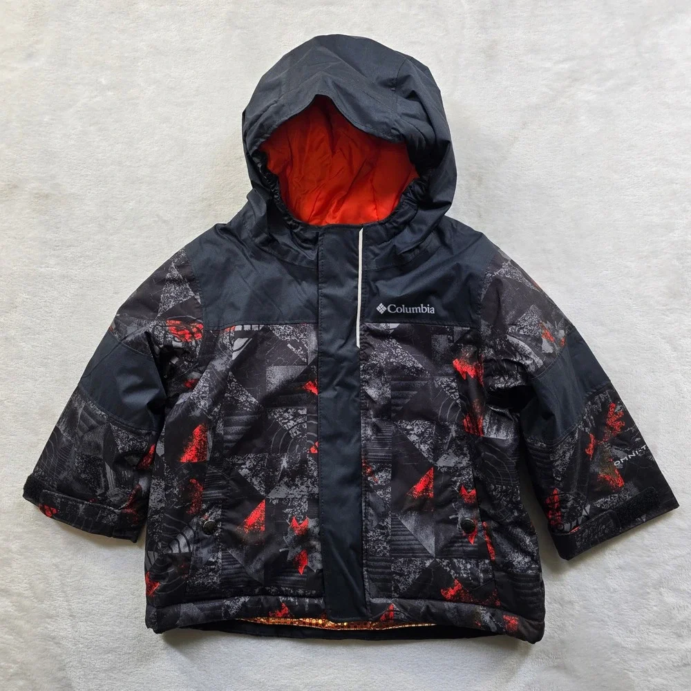 Columbia Omni-Tech Winter Jacket Kids 12-18 Months Black Red‎ Omni-Heat